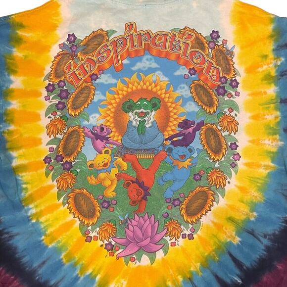 Liquid Blue Grateful Dead Inspiration Bear Tie Dye All Over Faded T Shirt XL - Picture 4 of 10